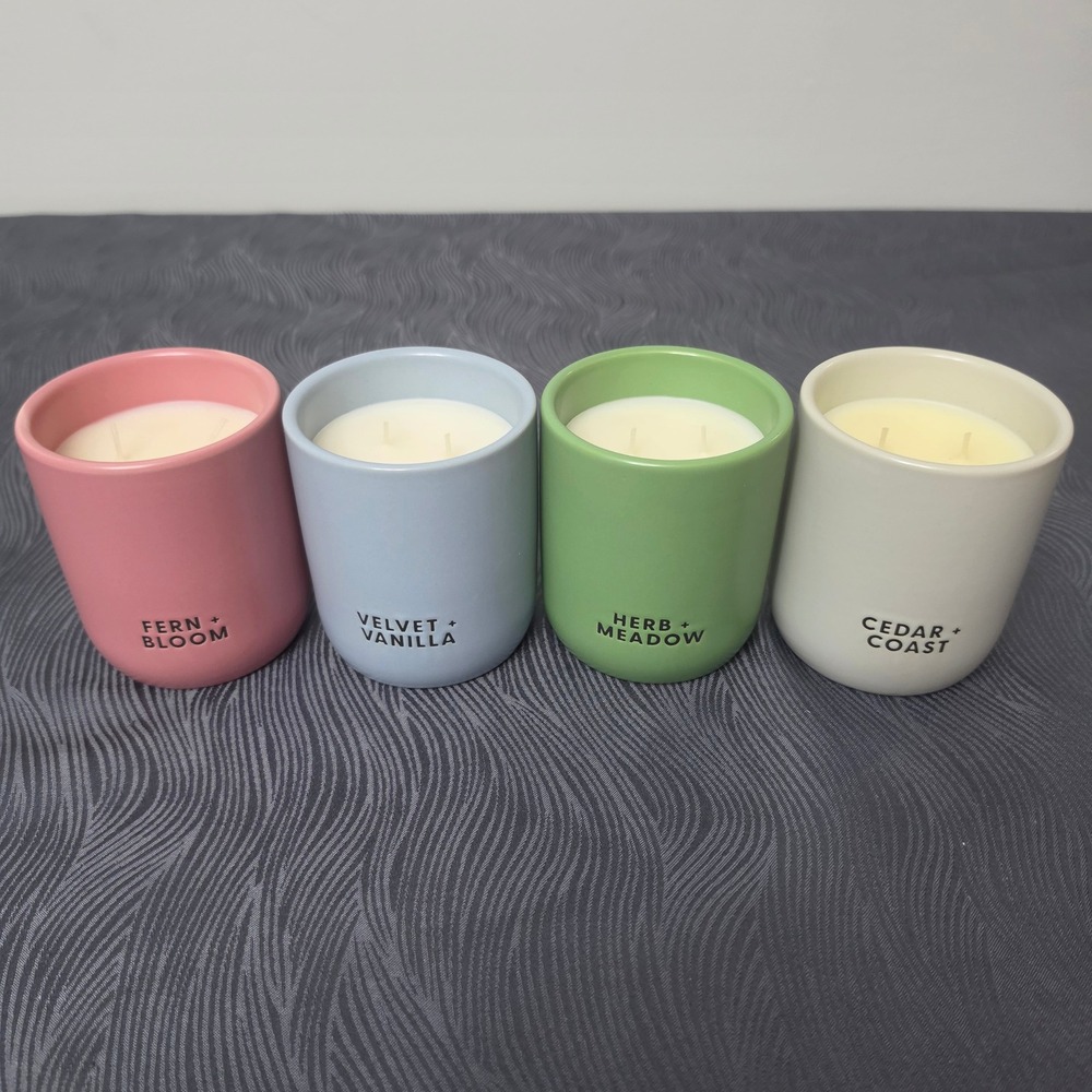 Bellevue Luxury Candles 4pk 10oz Multicolor Ceramic Soy Blend Set